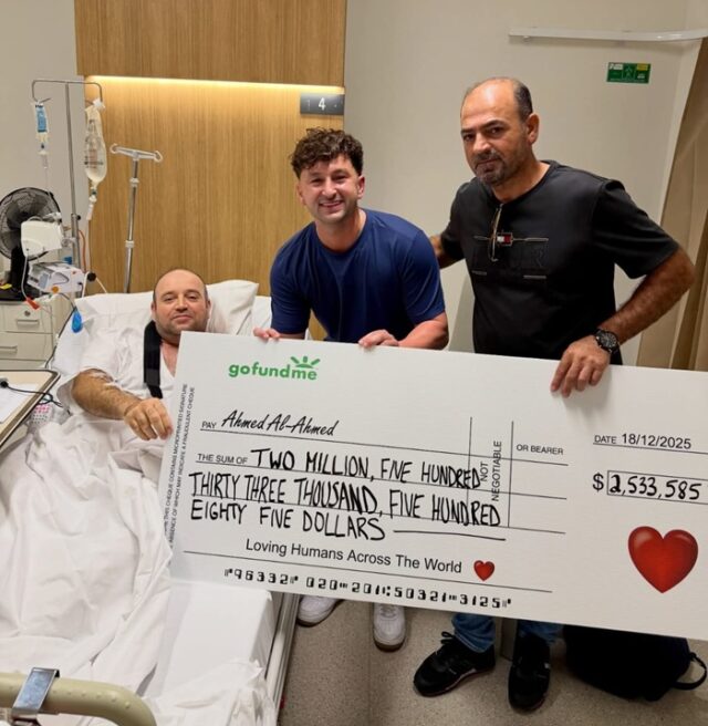 Australia’s ‘Bondi Hero’ handed A$2.5 Mn collected from fundraising