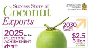 Coconut exports top $1 billion in 2025, up by 40%