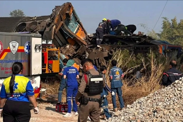 At least 22 people killed after crane falls on train in northeast Thailand