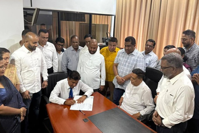 Wijeyadasa Rajapakshe assumes new role at SLFP