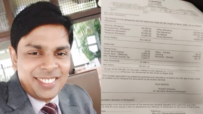 MP Archchuna shares salary slip, says public should know MPs’ earnings