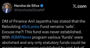 “No such fund exists”: Harsha questions legality of ‘Rebuilding Sri Lanka’ fund
