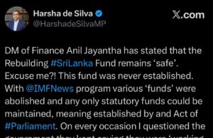 “No such fund exists”: Harsha questions legality of ‘Rebuilding Sri Lanka’ fund
